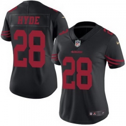 Nike 49ers #28 Carlos Hyde Black Womens Stitched NFL Limited Rush Jersey