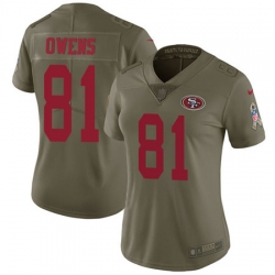 Nike 49ers #81 Terrell Owens Olive Womens Stitched NFL Limited 2017 Salute to Service Jersey