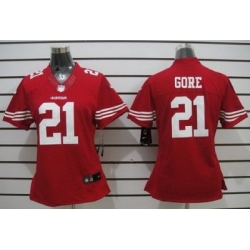 Women Nike San Francisco 49ers 21# Frank Gore Red LIMITED NFL Jerseys