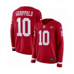 Womens Nike San Francisco 49ers 10 Jimmy Garoppolo Limited Red Therma Long Sleeve NFL Jersey