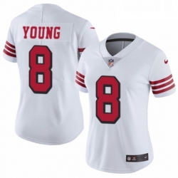 Womens Nike San Francisco 49ers 8 Steve Young Limited White Rush Vapor Untouchable NFL Jersey