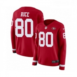 Womens Nike San Francisco 49ers 80 Jerry Rice Limited Red Therma Long Sleeve NFL Jersey