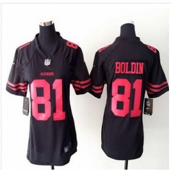 women New 49ers #81 Anquan Boldin Black Alternate NFL Elite Jersey