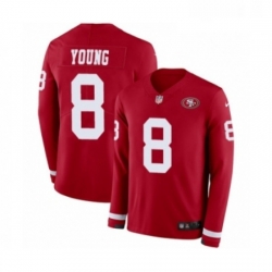 Youth Nike San Francisco 49ers 8 Steve Young Limited Red Therma Long Sleeve NFL Jersey