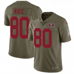 Youth Nike San Francisco 49ers 80 Jerry Rice Limited Olive 2017 Salute to Service NFL Jersey