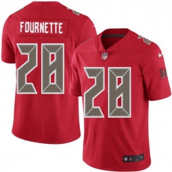 Men Tampa Bay Buccaneers 28 Leonard Fournette Red Men Stitched NFL Limited Rush Jersey