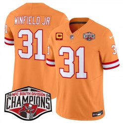 Men Tampa Bay Buccaneers 31 Antoine Winfield Jr  Orange F U S E  2024 NFC South Champions With 1 Star C Patch Limited Stitched Jersey