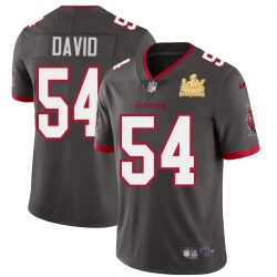 Men Tampa Bay Buccaneers 54 Lavonte David Men Super Bowl LV Champions Patch Nike Pewter Alternate Vapor Limited Jersey