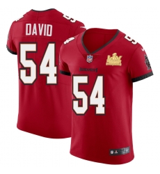 Men Tampa Bay Buccaneers 54 Lavonte David Men Super Bowl LV Champions Patch Nike Red Vapor Elite Jersey