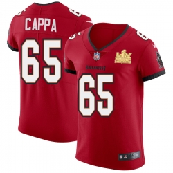 Men Tampa Bay Buccaneers 65 Alex Cappa Men Super Bowl LV Champions Patch Nike Red Vapor Elite Jersey