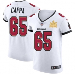 Men Tampa Bay Buccaneers 65 Alex Cappa Men Super Bowl LV Champions Patch Nike White Vapor Elite Jersey