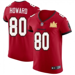 Men Tampa Bay Buccaneers 80 O  J  Howard Men Super Bowl LV Champions Patch Nike Red Vapor Elite Jersey