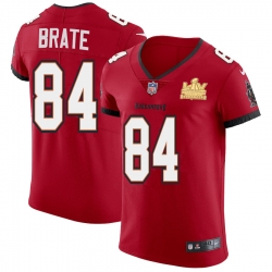 Men Tampa Bay Buccaneers 84 Cameron Brate Men Super Bowl LV Champions Patch Nike Red Vapor Elite Jersey