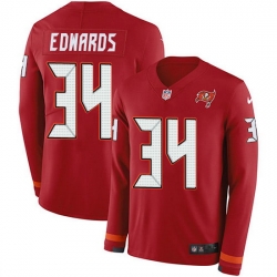 Nike Buccaneers 34 Mike Edwards Red Team Color Men Stitched NFL Limited Therma Long Sleeve Jersey