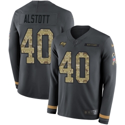 Nike Buccaneers 40 Mike Alstott Anthracite Salute to Service Men s Stitched NFL Limited Therma Long Sleeve Jersey