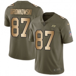 Nike Buccaneers 87 Rob Gronkowski Olive Gold Men Stitched NFL Limited 2017 Salute To Service Jersey