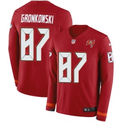 Nike Buccaneers 87 Rob Gronkowski Red Team Color Men Stitched NFL Limited Therma Long Sleeve Jersey