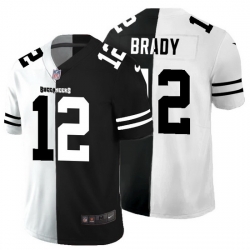 Tampa Bay Buccaneers 12 Tom Brady Men Black V White Peace Split Nike Vapor Untouchable Limited NFL Jersey