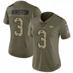 Womens Nike Tampa Bay Buccaneers 3 Jameis Winston Limited OliveCamo 2017 Salute to Service NFL Jersey