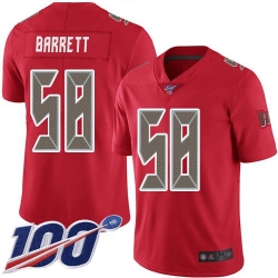 Youth Buccaneers 58 Shaquil Barrett Red Stitched Football Limited Rush 100th Season Jersey