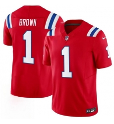 Men New England Patriots  1 A J  Brown Red 2026 F U S E  Vapor Limited Stitched Football Jersey