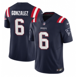 Men New England Patriots 6 Christian Gonzalez Navy 2023 F U S E  Vapor Limited Stitched Football Jersey