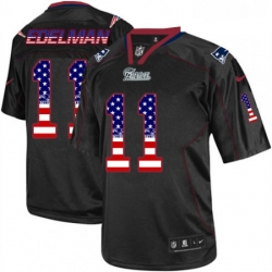 Mens Nike New England Patriots 11 Julian Edelman Elite Black USA Flag Fashion NFL Jersey