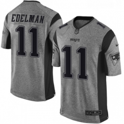 Mens Nike New England Patriots 11 Julian Edelman Limited Gray Gridiron NFL Jersey