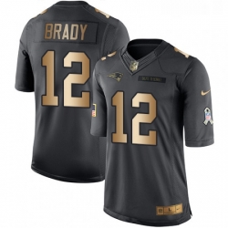 Mens Nike New England Patriots 12 Tom Brady Limited BlackGold Salute to Service NFL Jersey