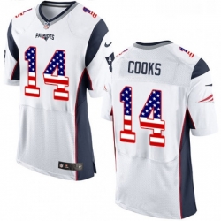 Mens Nike New England Patriots 14 Brandin Cooks Elite White Road USA Flag Fashion NFL Jersey