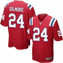 Mens Nike New England Patriots 24 Stephon Gilmore Game Red Alternate NFL Jersey