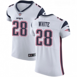 Mens Nike New England Patriots 28 James White White Vapor Untouchable Elite Player NFL Jersey