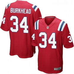 Mens Nike New England Patriots 34 Rex Burkhead Game Red Alternate NFL Jersey