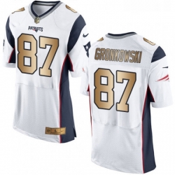 Mens Nike New England Patriots 87 Rob Gronkowski Elite WhiteGold NFL Jersey