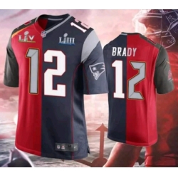 Men's Tom Brady Buccaneers Patriots Splite 2021 Super Bowl Jersey