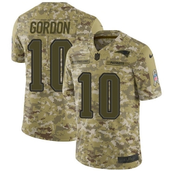 Nike Patriots #10 Josh Gordon Camo Men Stitched NFL Limited 2018 Salute To Service Jersey