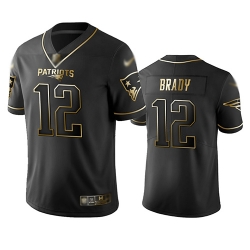 Patriots 12 Tom Brady Black Men Stitched Football Limited Golden Edition Jersey