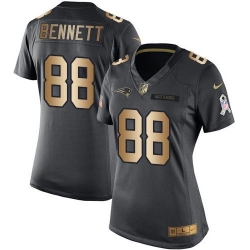 Nike Patriots #88 Martellus Bennett Black Womens Stitched NFL Limited Gold Salute to Service Jersey