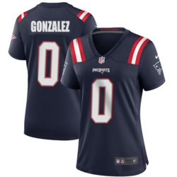 Women New England Patriots 0 Christian Gonzalez Blue Stitched Vapor Limited Jersey