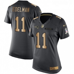 Womens Nike New England Patriots 11 Julian Edelman Limited BlackGold Salute to Service NFL Jersey