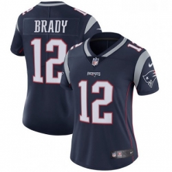 Womens Nike New England Patriots 12 Tom Brady Navy Blue Team Color Vapor Untouchable Limited Player NFL Jersey