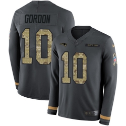 Nike Patriots #10 Josh Gordon Anthracite Salute to Service Youth Long Sleeve Jersey