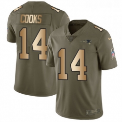 Youth Nike New England Patriots 14 Brandin Cooks Limited OliveGold 2017 Salute to Service NFL Jersey