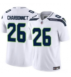 Men Seattle Seahawks 26 Zach Charbonnet White 2024 F U S E Vapor Limited Stitched Football Jersey