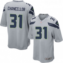 Mens Nike Seattle Seahawks 31 Kam Chancellor Game Grey Alternate NFL Jersey