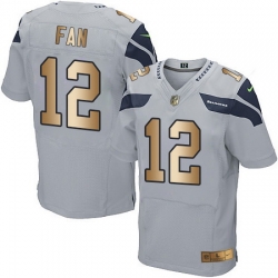 Nike Seahawks #12 Fan Grey Alternate Mens Stitched NFL Elite Gold Jersey