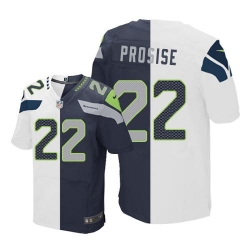 Nike Seahawks #22 C  J  Prosise White Steel Blue Mens Stitched NFL Elite Split Jersey