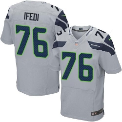 Nike Seahawks #76 Germain Ifedi Grey Alternate Mens Stitched NFL Elite Jersey