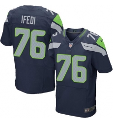 Nike Seahawks #76 Germain Ifedi Steel Blue Team Color Mens Stitched NFL Elite Jersey