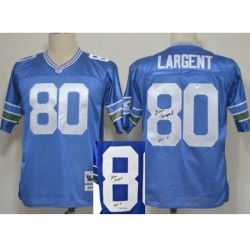 Seattle Seahawks 80 Steve Largent Blue Throwback M&N Signed NFL Jerseys